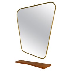 Console moderne italienne en cerisier et verre avec miroir, Italie, années 1950