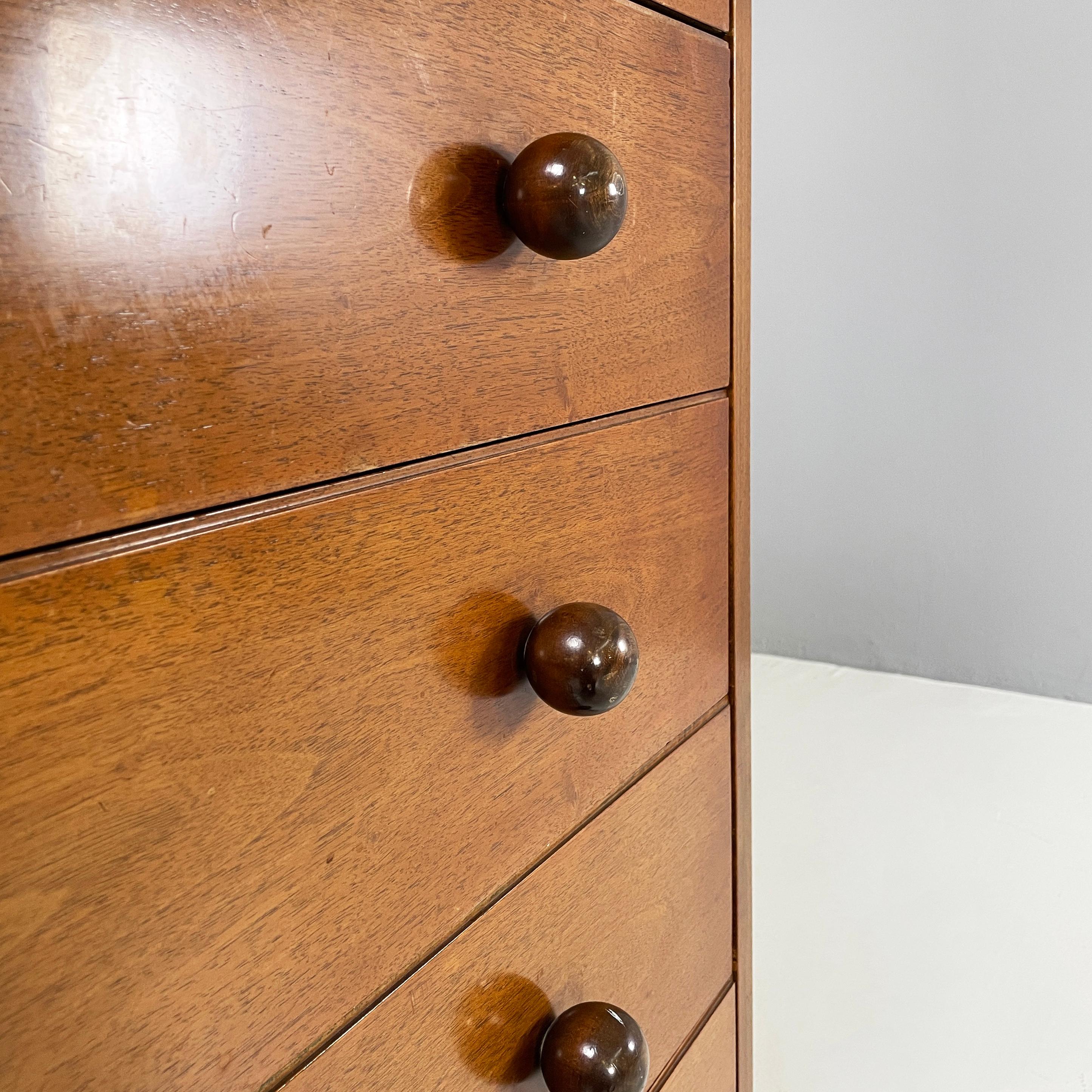 Italian modern Chest of drawers in wood with spherical handle, 1980s For Sale 8