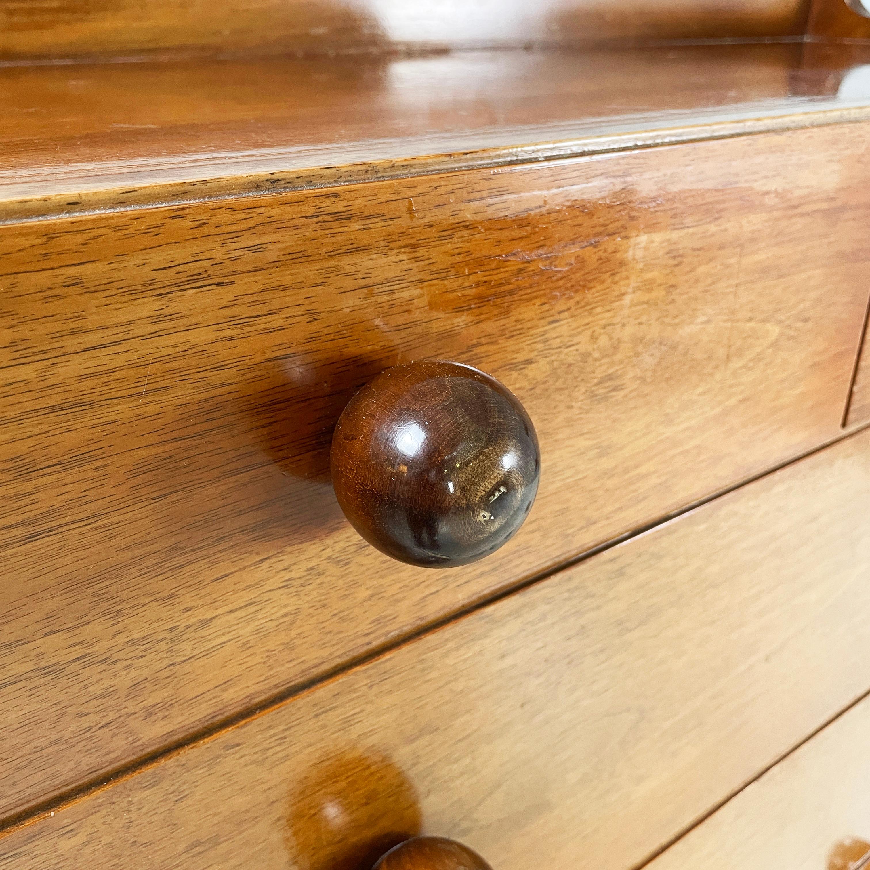 Italian modern Chest of drawers in wood with spherical handle, 1980s For Sale 9