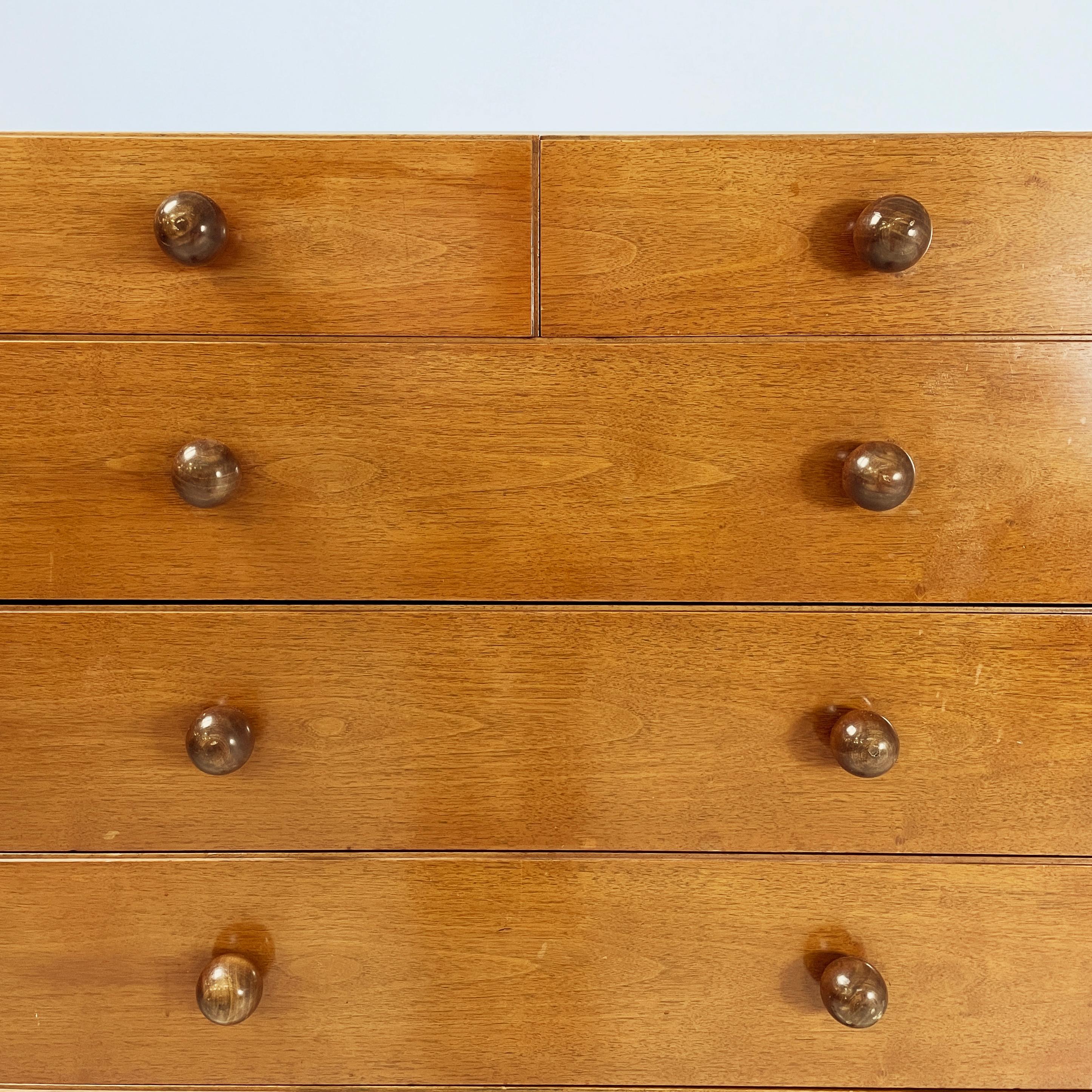 Italian modern Chest of drawers in wood with spherical handle, 1980s For Sale 2