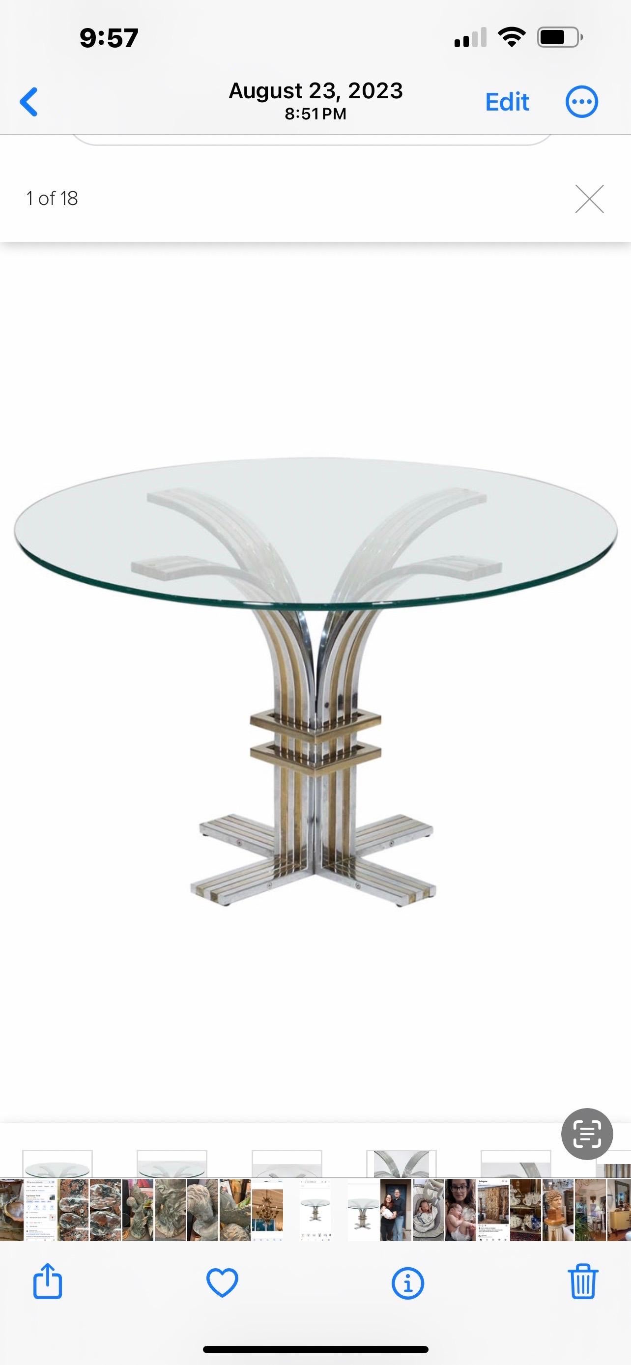 Mid-Century Modern Table moderne italienne en chrome et laiton attribuée à Romeo Rega en vente