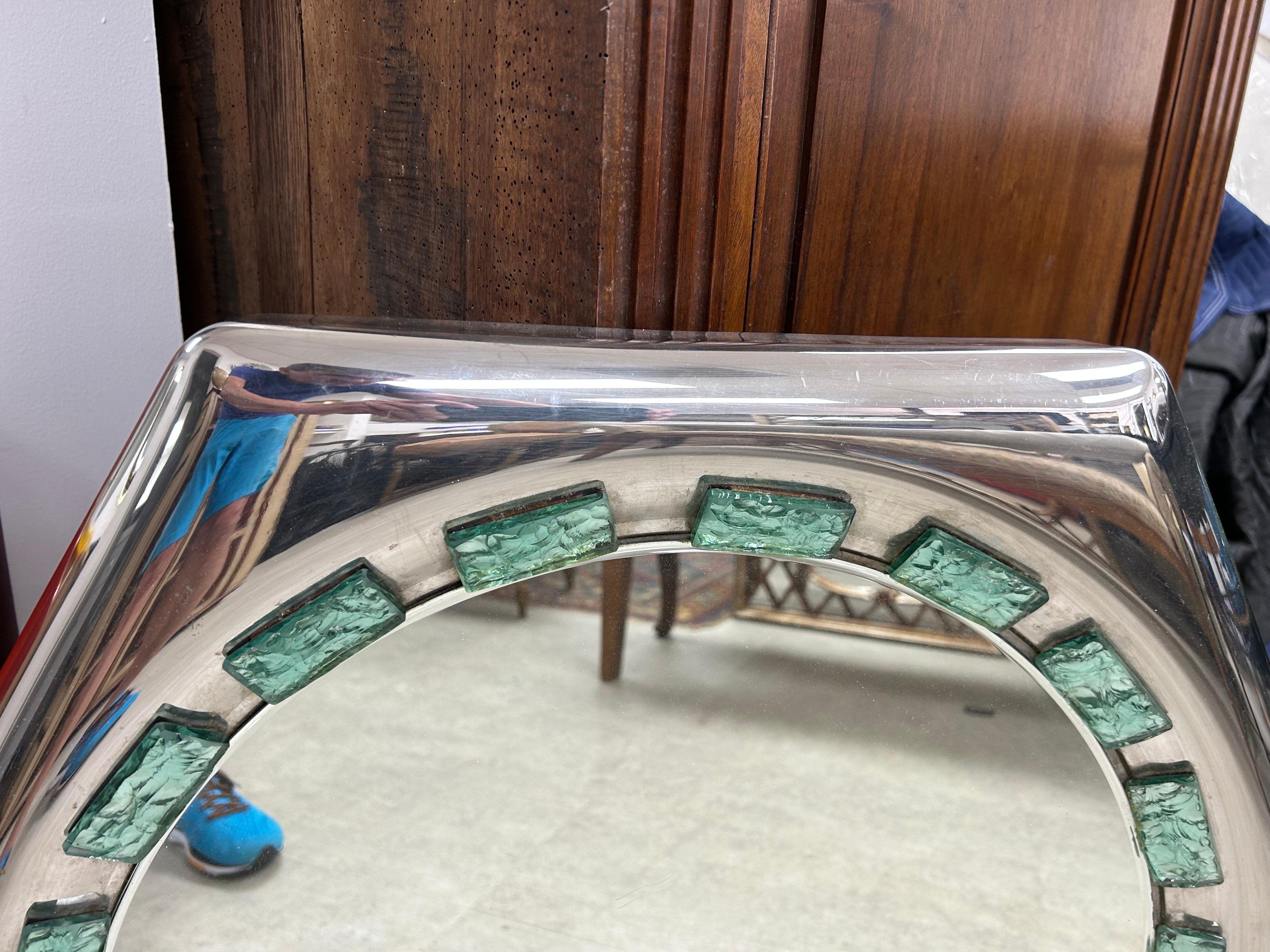 Miroir moderne italien en chrome et verre ciselé en vente 5