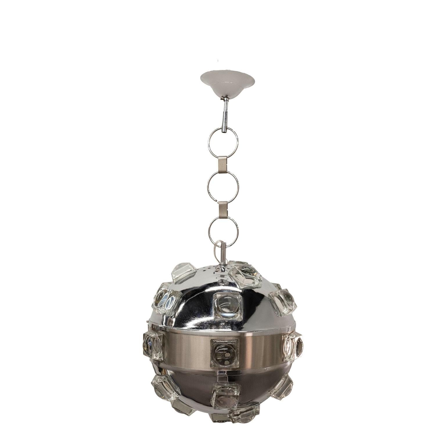 Italian Modern Chrome and Glass Orb Lantern by Oscar Torlasco For Sale 6