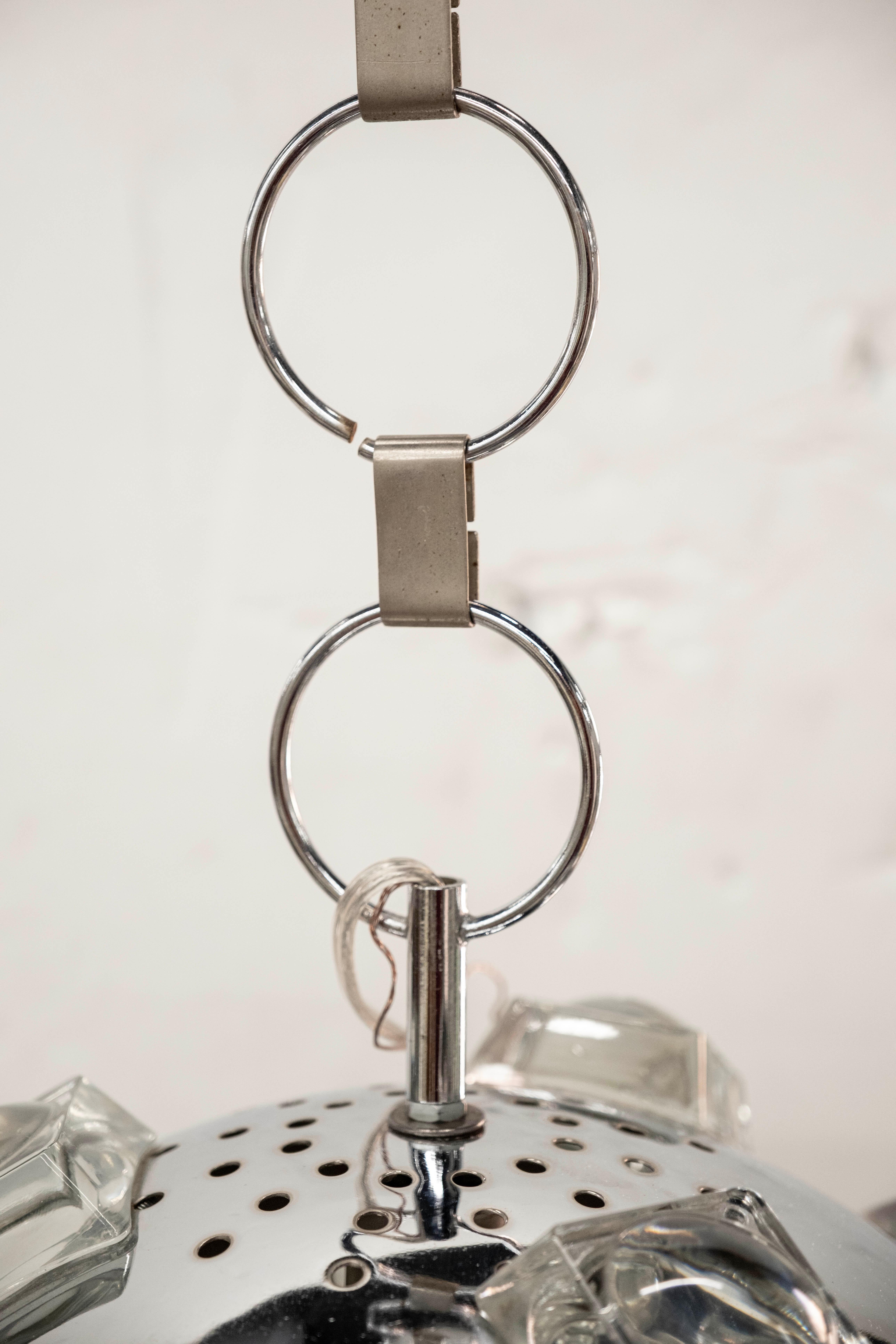 Italian Modern Chrome and Glass Orb Lantern by Oscar Torlasco For Sale 3
