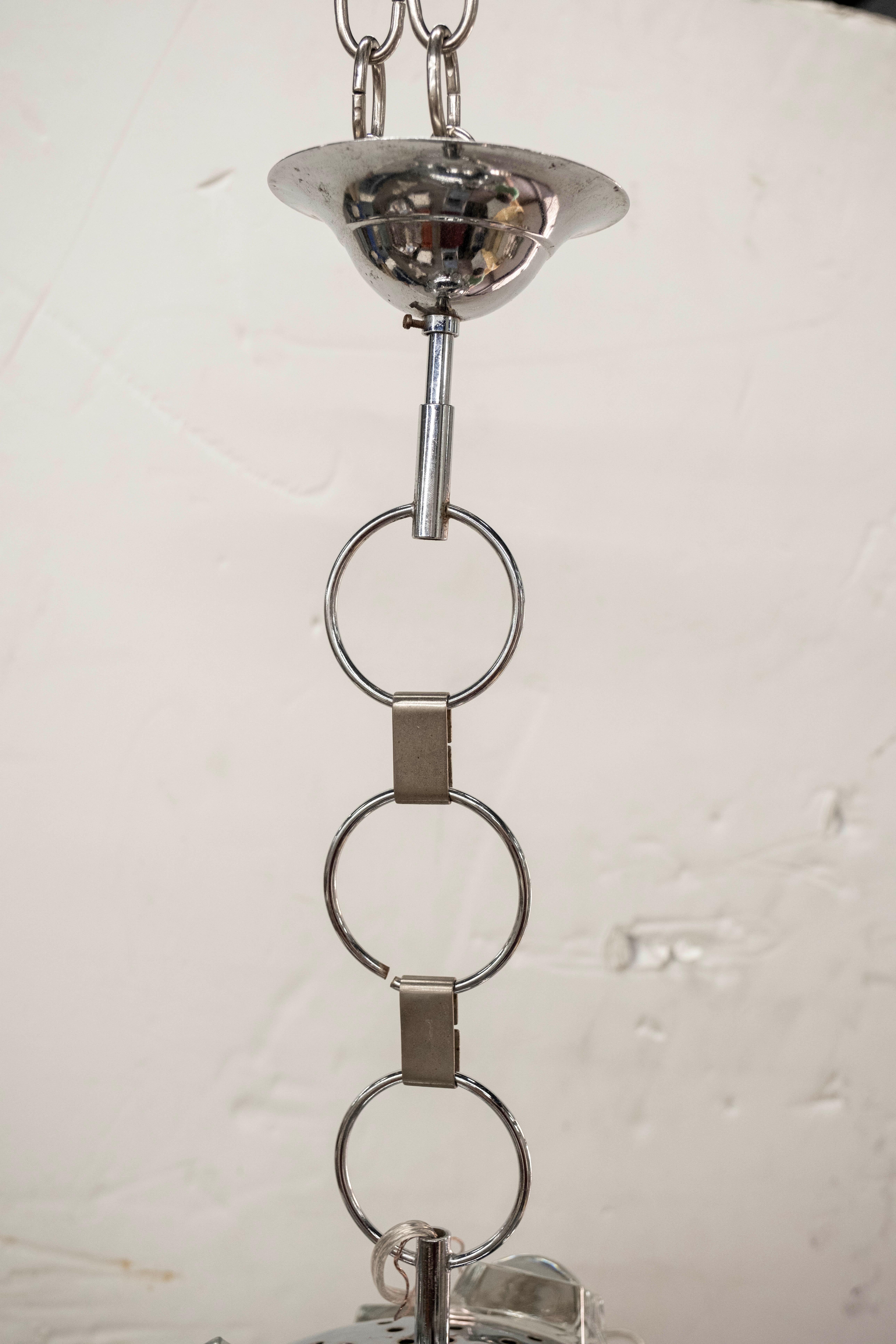Italian Modern Chrome and Glass Orb Lantern by Oscar Torlasco For Sale 4