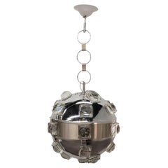 Farol orbital italiano moderno de cromo y cristal de Oscar Torlasco