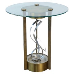 Italian Modern Chrome, Brass and Glass Side Table, Fontana Arte, 1960's