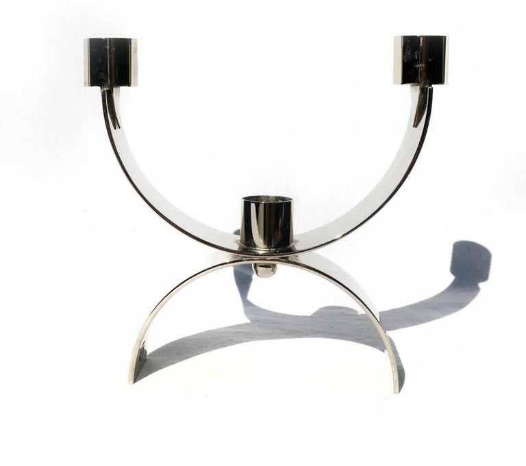 Italian Modern Chrome Candle Holder For Sale at 1stDibs