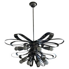 Italian Modern Chrome Chandelier By Gaetano Sciolari
