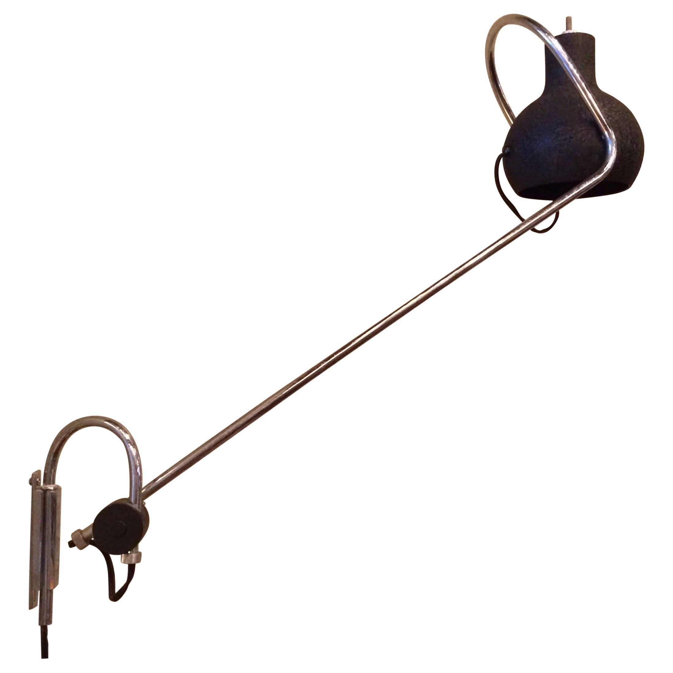 Italian Modern Chrome Eyeball Task Lamp Wall Sconce