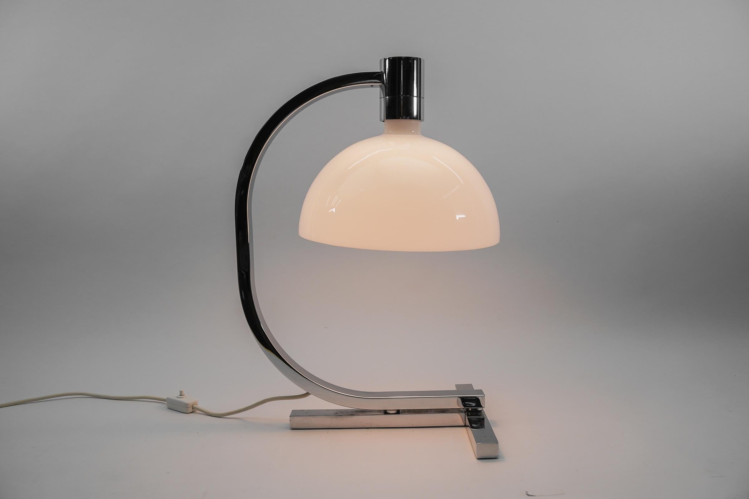 Mid-Century Modern Italian Modern Chrome Glass Table Desk Lamp by Franco Albini for Sirrah For Sale