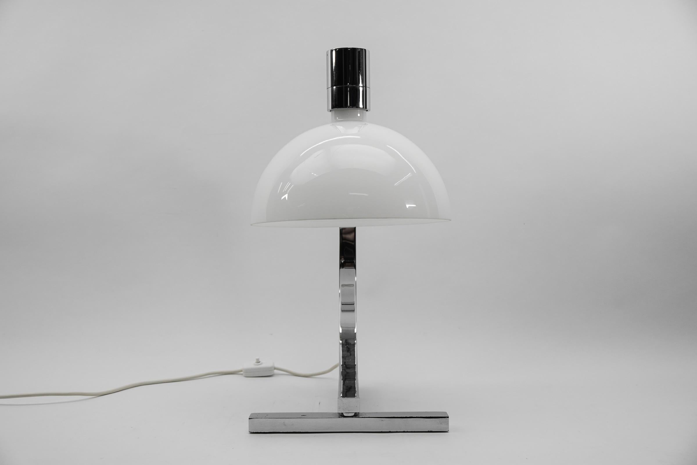 Metal Italian Modern Chrome Glass Table Desk Lamp by Franco Albini for Sirrah For Sale