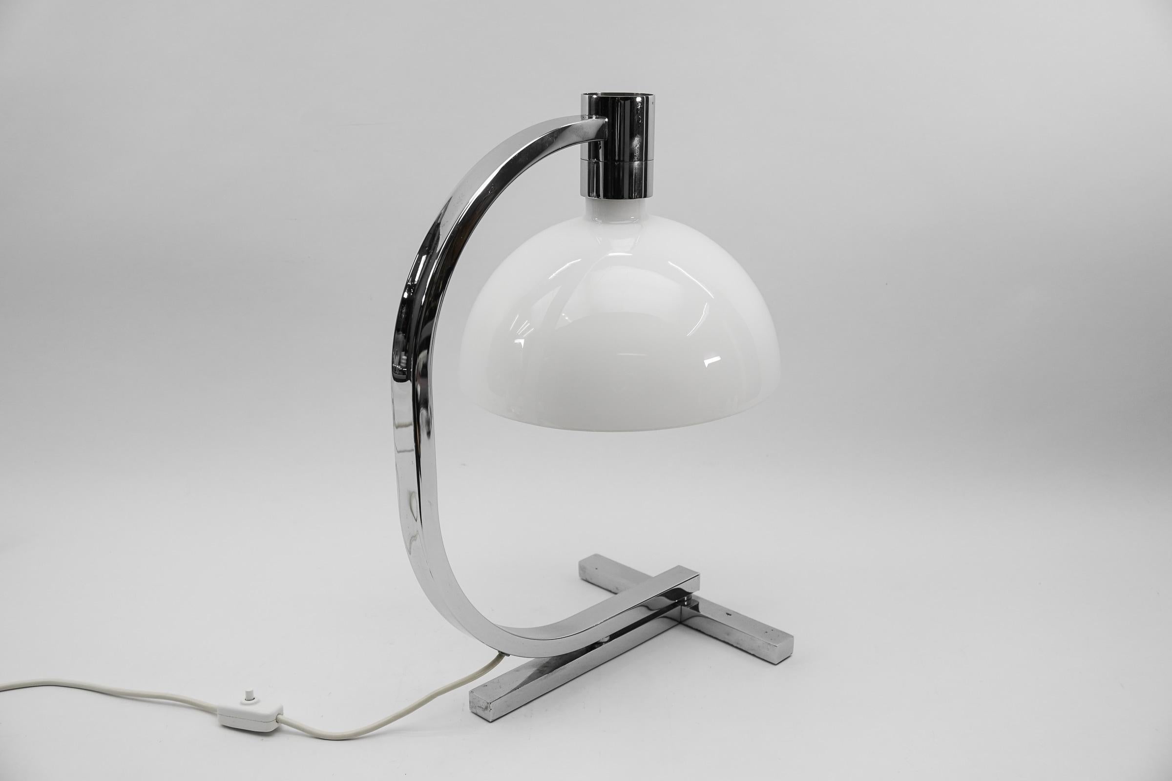 Italian Modern Chrome Glass Table Desk Lamp by Franco Albini for Sirrah For Sale 1
