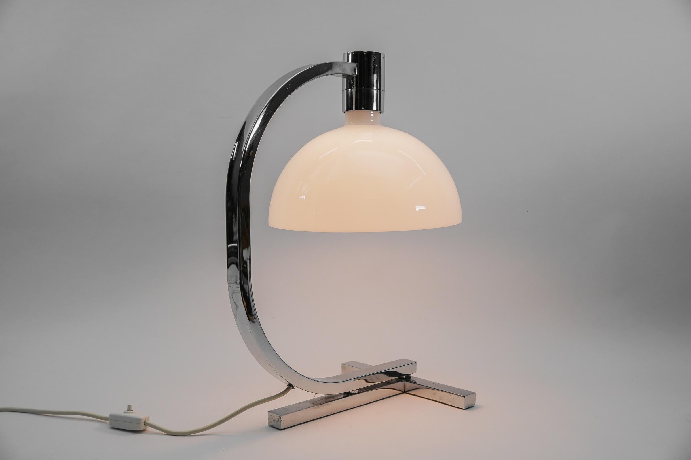 Italian Modern Chrome Glass Table Desk Lamp by Franco Albini for Sirrah For Sale 2