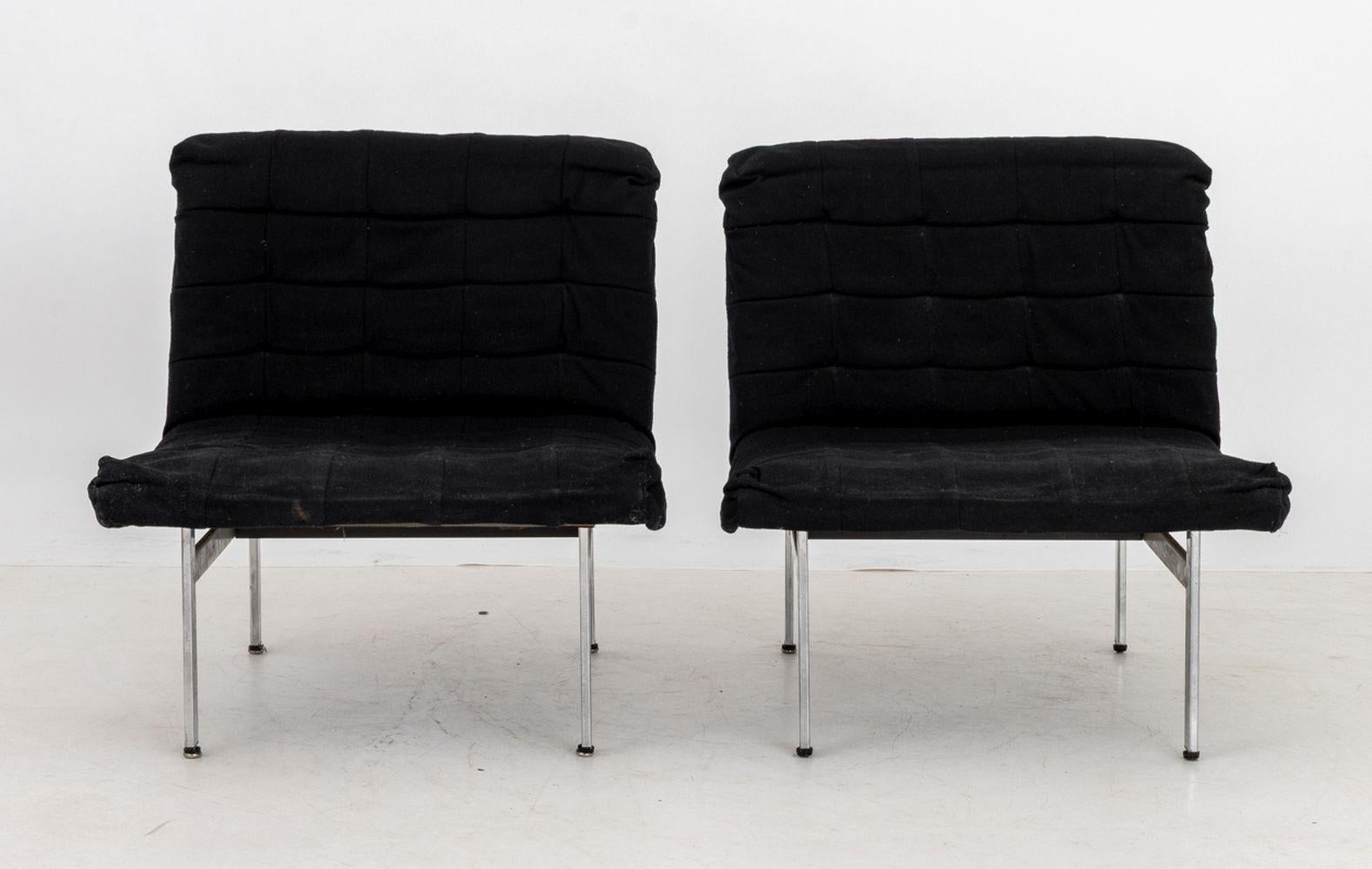 Italian Modern Chrome Lounge Chairs, Pair Moderno en venta