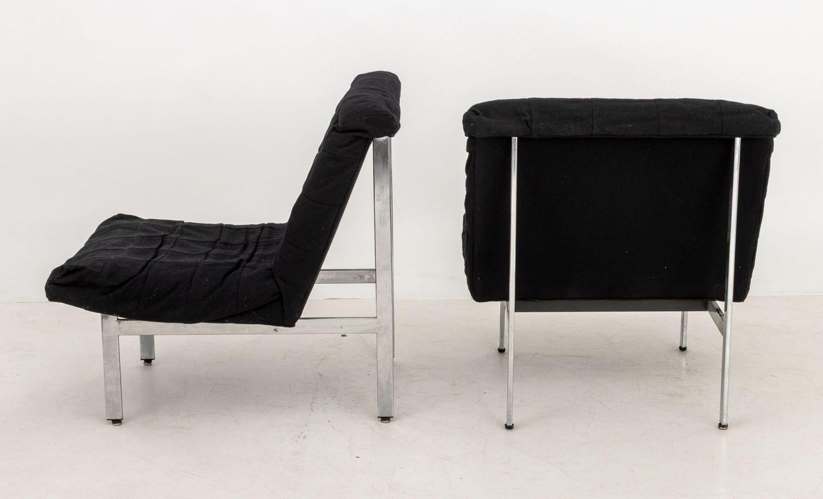 Italian Modern Chrome Lounge Chairs, Pair Italiano en venta