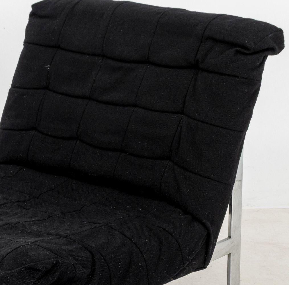 Italian Modern Chrome Lounge Chairs, Pair siglo XX en venta