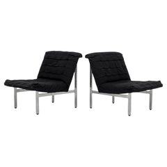 Italian Modern Chrome Lounge Chairs, Pair