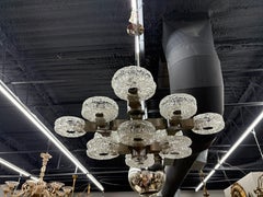 Italian Modern Chrome, Stainless and Glass Chandelier by Oscar Torlasco