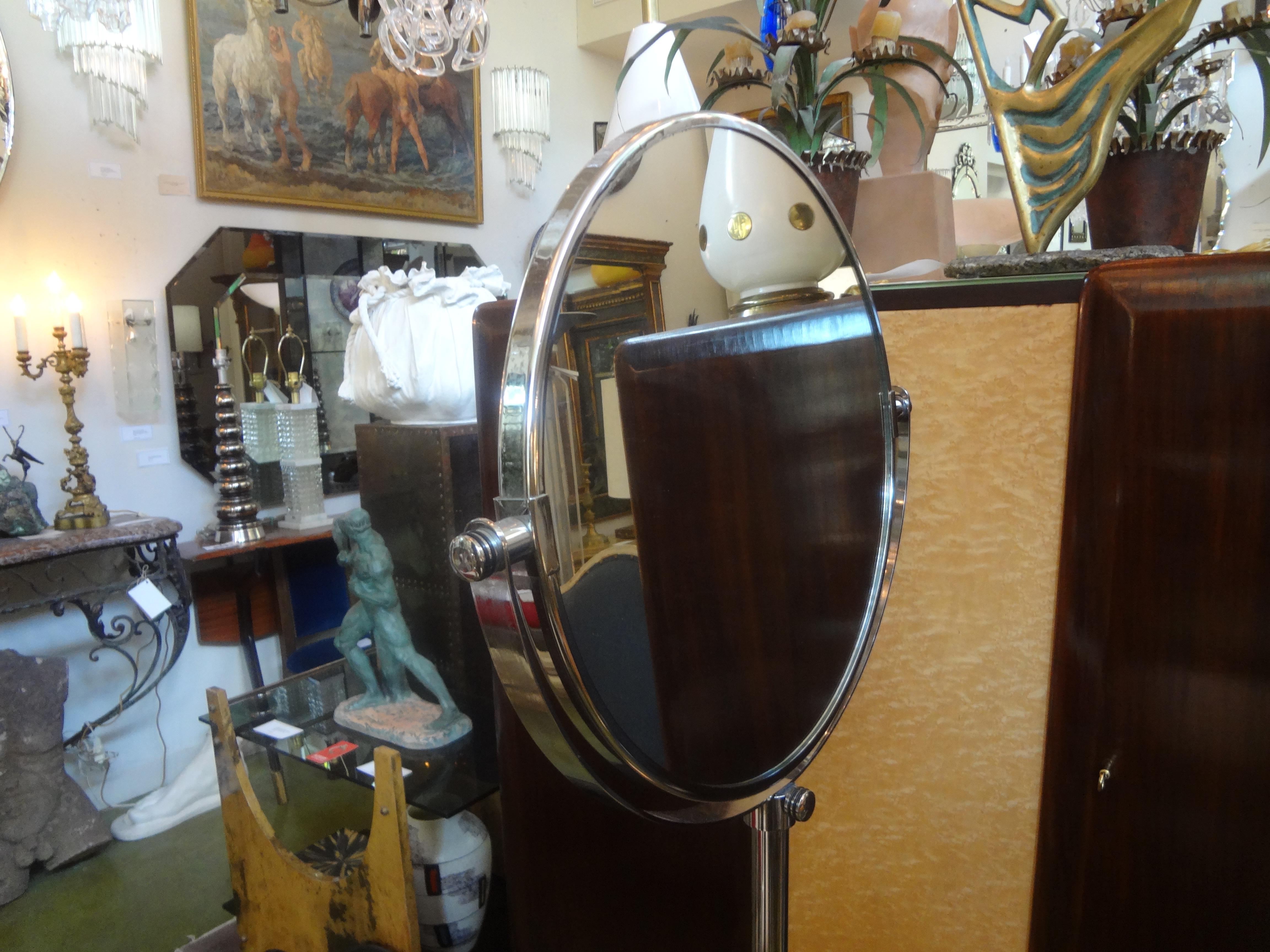 Italian Modern Chrome Standing Mirror in the Manner of Romeo Rega For Sale 4