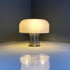 Lampe de bureau moderne italienne chromée et en plexiglas par Harvey Luce Iguzzini, 1970