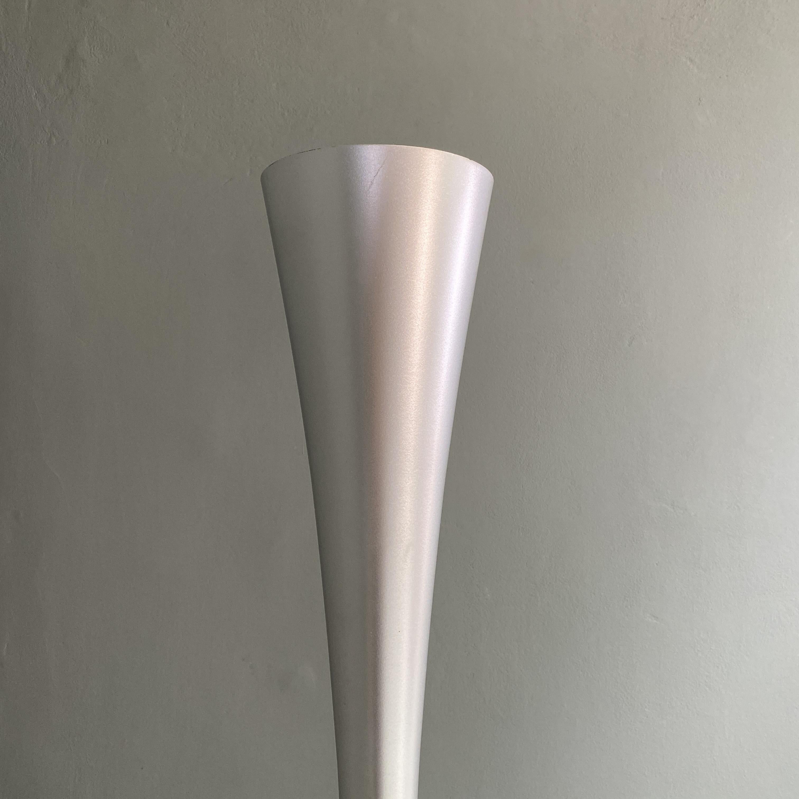 Early 20th Century Italian Modern Chromed Flared Plastic Floor Lamp, 1990s For Sale