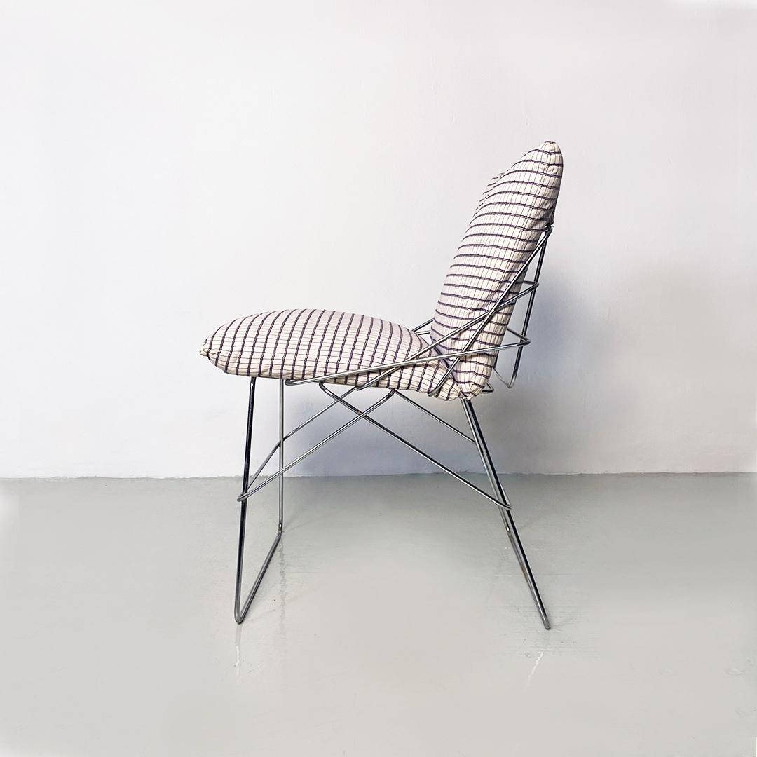 Italian Modern Chromed Metal and Cotton Sof Sof Chairs, Enzo Mari, Driade, 1980 For Sale 7