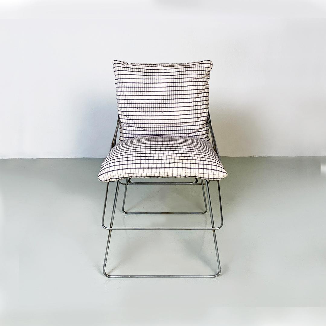 Italian Modern Chromed Metal and Cotton Sof Sof Chairs, Enzo Mari, Driade, 1980 For Sale 9