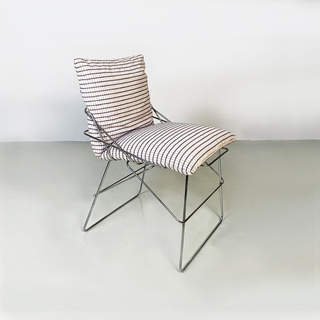 Italian Modern Chromed Metal and Cotton Sof Sof Chairs, Enzo Mari, Driade, 1980 For Sale 10