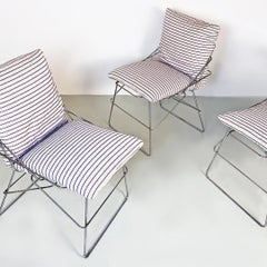 Italian Modern Chromed Metal and Cotton Sof Sof Chairs, Enzo Mari, Driade, 1980