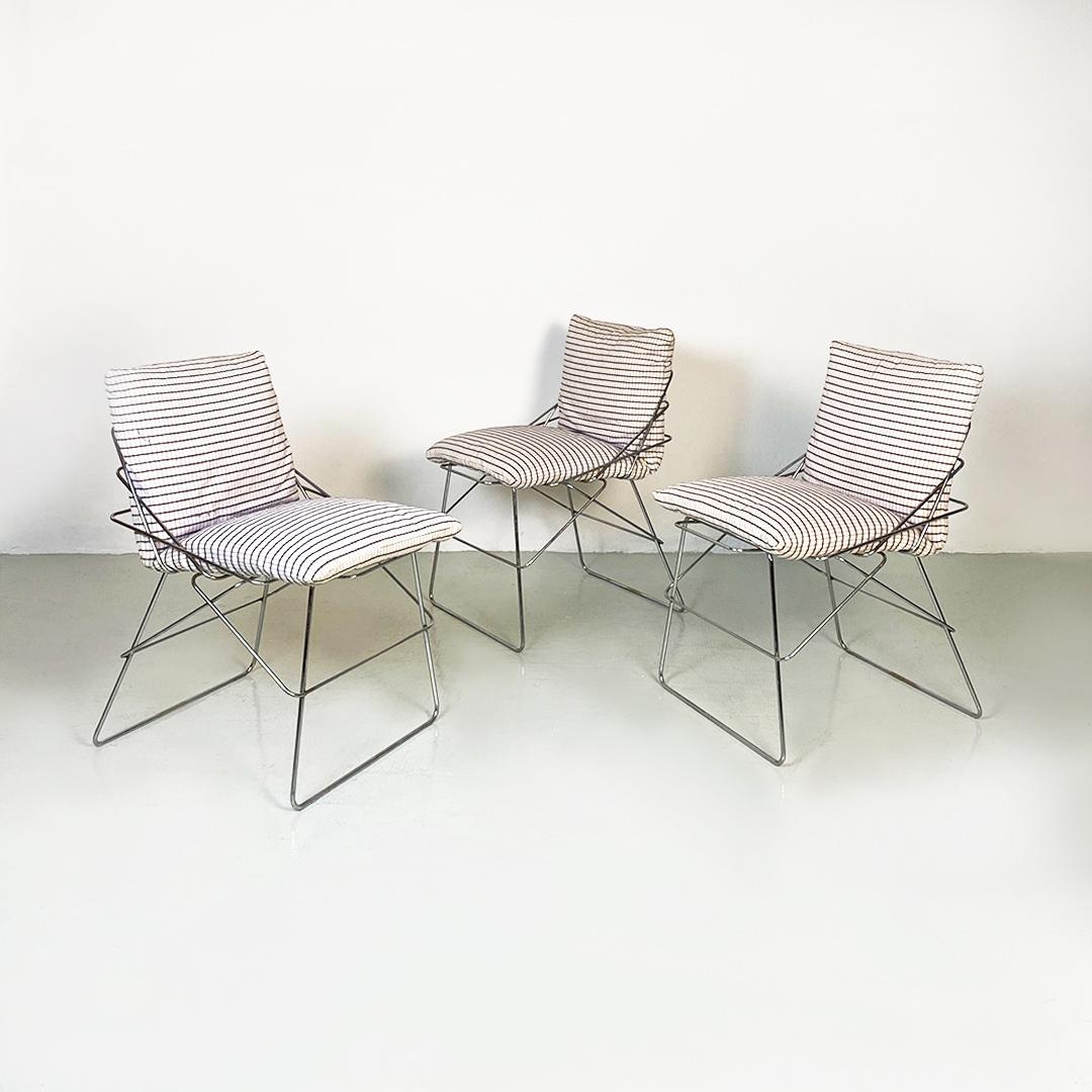 Italian Modern Chromed Metal and Cotton Sof Sof Chairs, Enzo Mari, Driade, 1980 In Good Condition For Sale In MIlano, IT