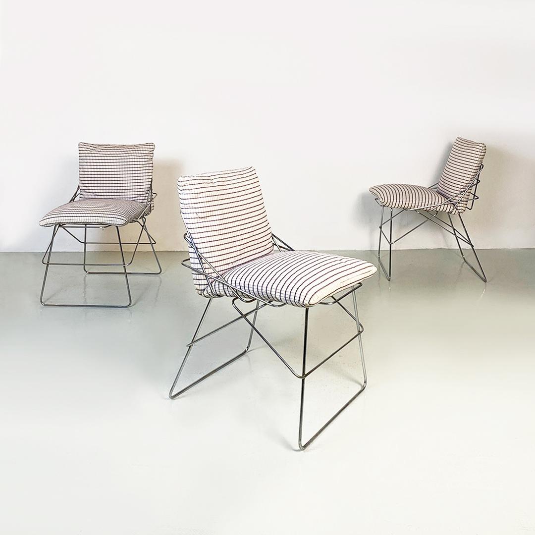 Late 20th Century Italian Modern Chromed Metal and Cotton Sof Sof Chairs, Enzo Mari, Driade, 1980 For Sale