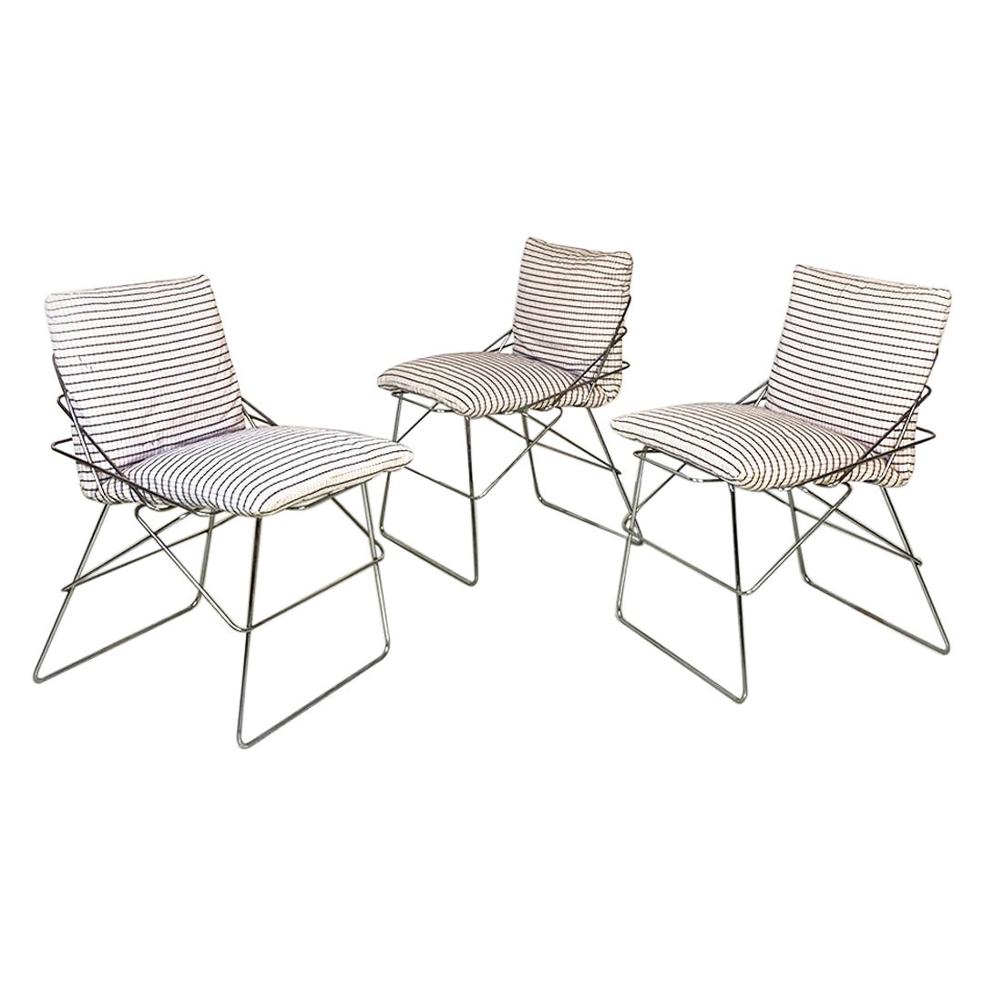 Sedie Sof Sof moderne in metallo cromato e cotone, Enzo Mari, Driade, 1980