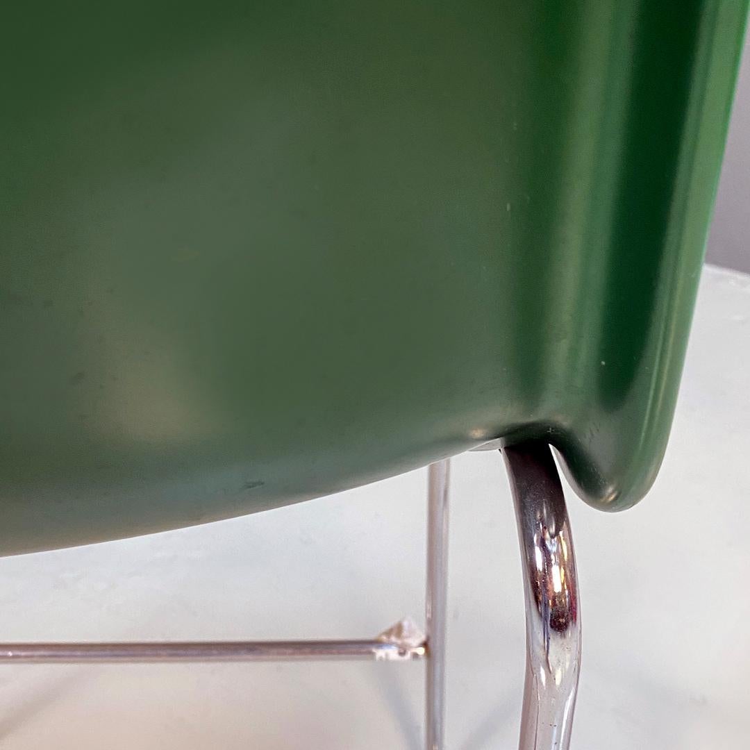 Italian modern chromed metal and green wood high stools, 1980s 7