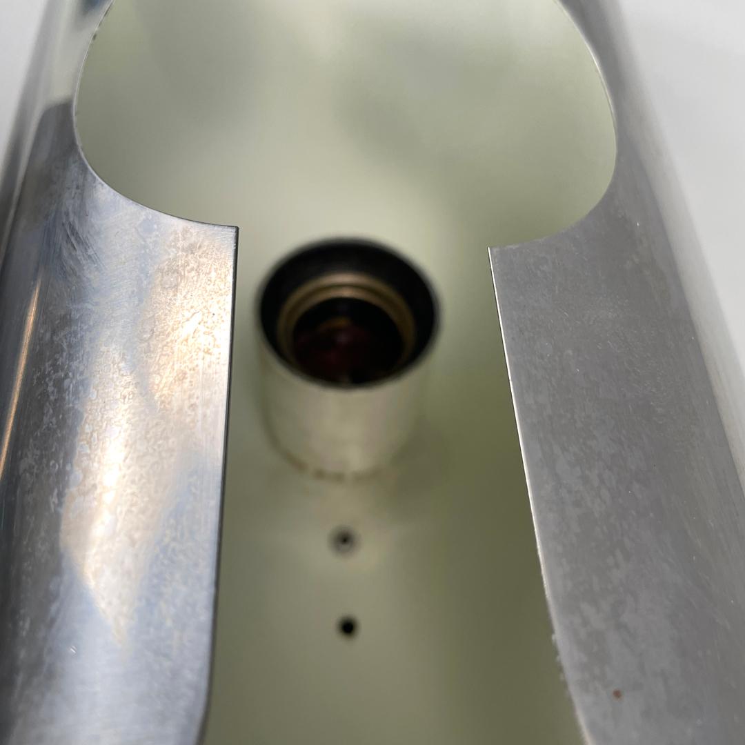 Italian modern chromed metal and white cylindrical wall lamps, 1970s For Sale 4