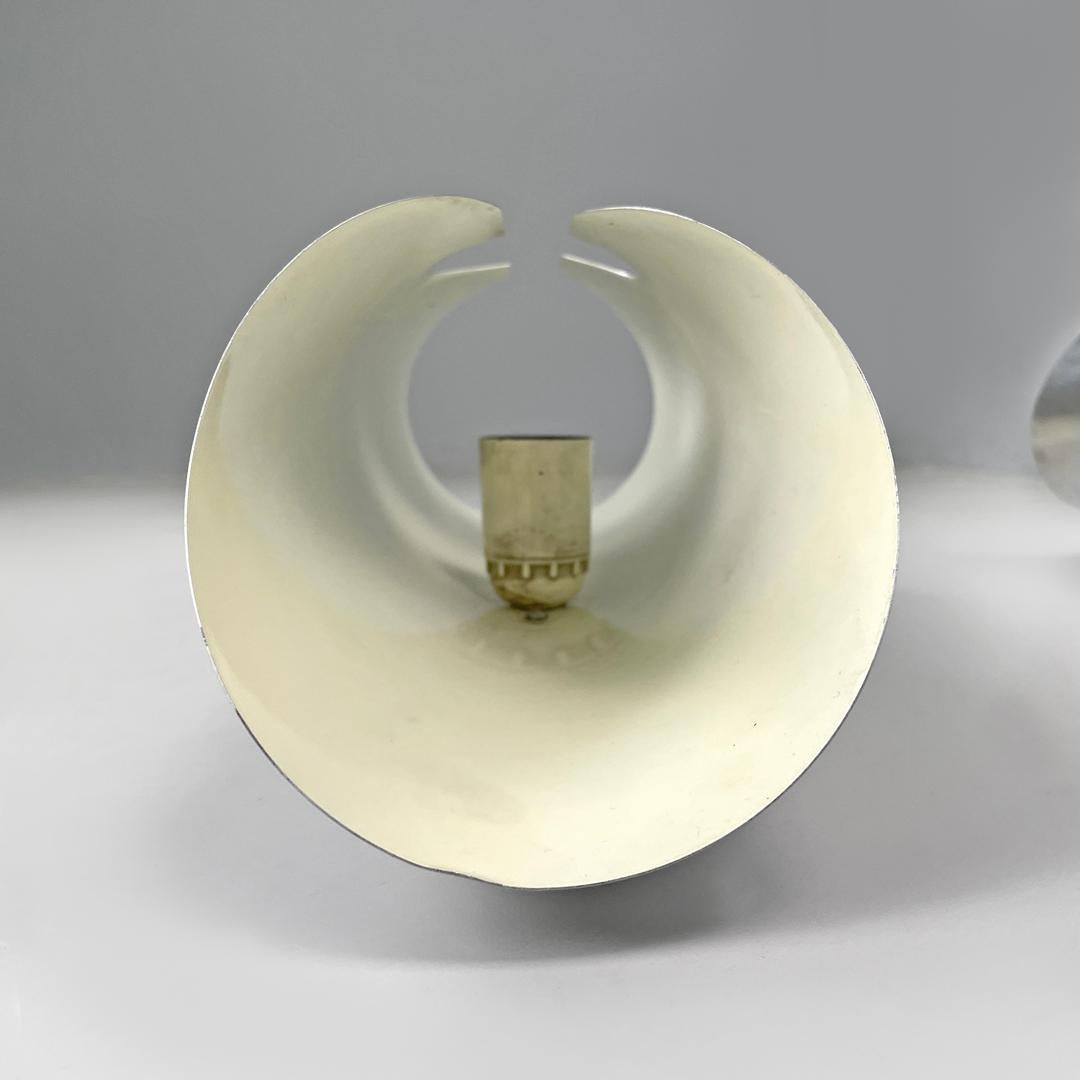 Italian modern chromed metal and white cylindrical wall lamps, 1970s For Sale 1