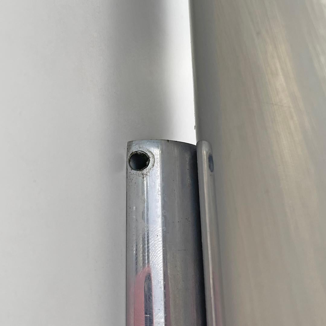 Italian modern chromed metal and white cylindrical wall lamps, 1970s For Sale 3