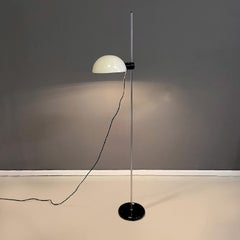Italian modern chromed metal white black plastic floor lamp by Guzzini, 1970s