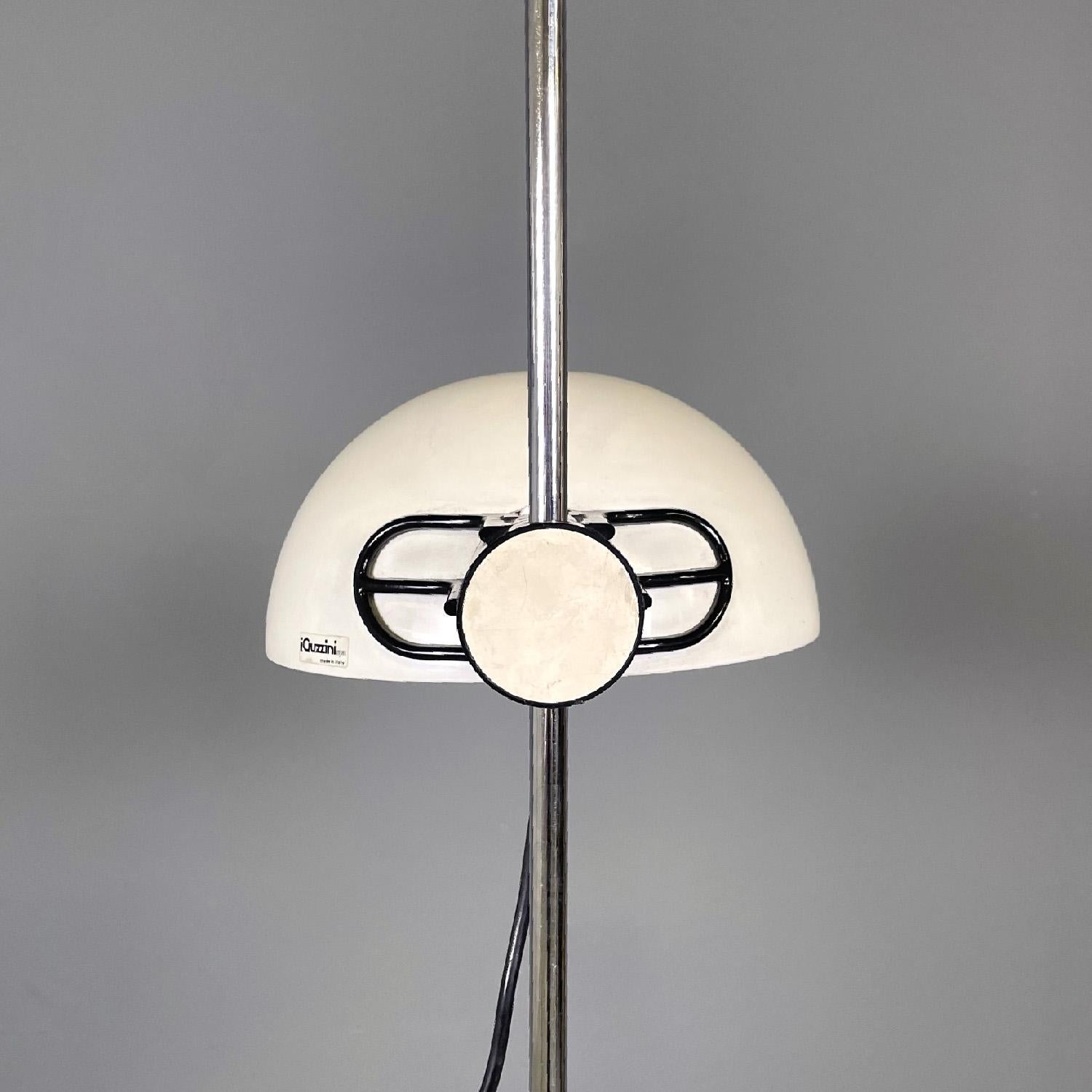 Italian modern chromed metal white black plastic floor lamp by Guzzini, 1970s For Sale 3