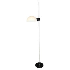 Italian modern chromed metal white black plastic floor lamp by Guzzini, 1970s