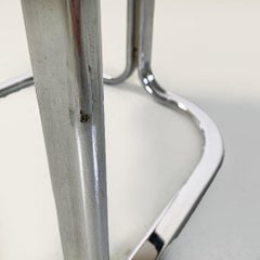 Italian modern chromed steel and black cotton rounded shapes tub chair, 1970s