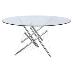 Vintage Italian Modern Chromed Steel and Glass Center Table, Theodore Waddell, Cassina