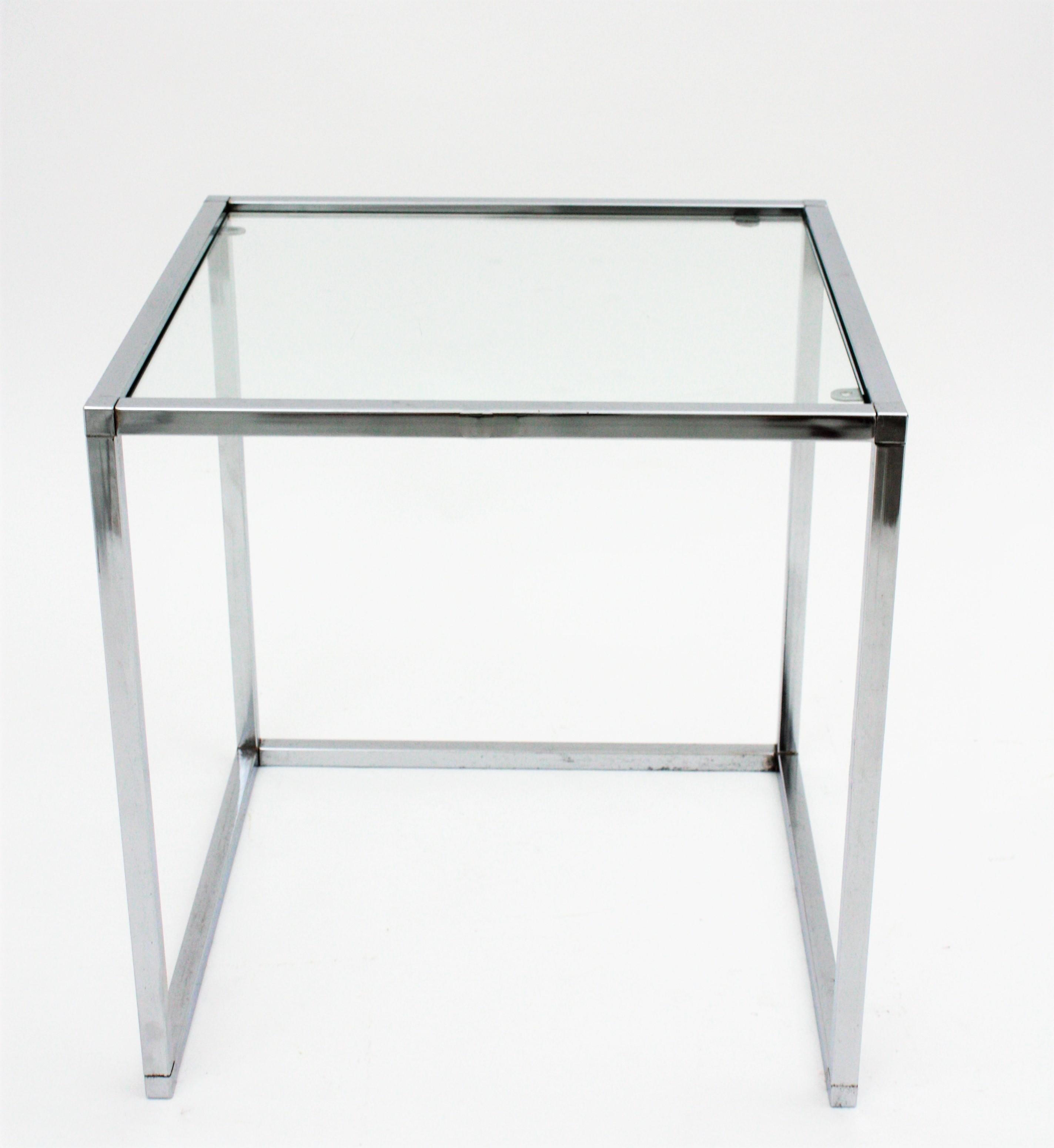 Italian Nesting Tables in Chromed Steel and Glass 8