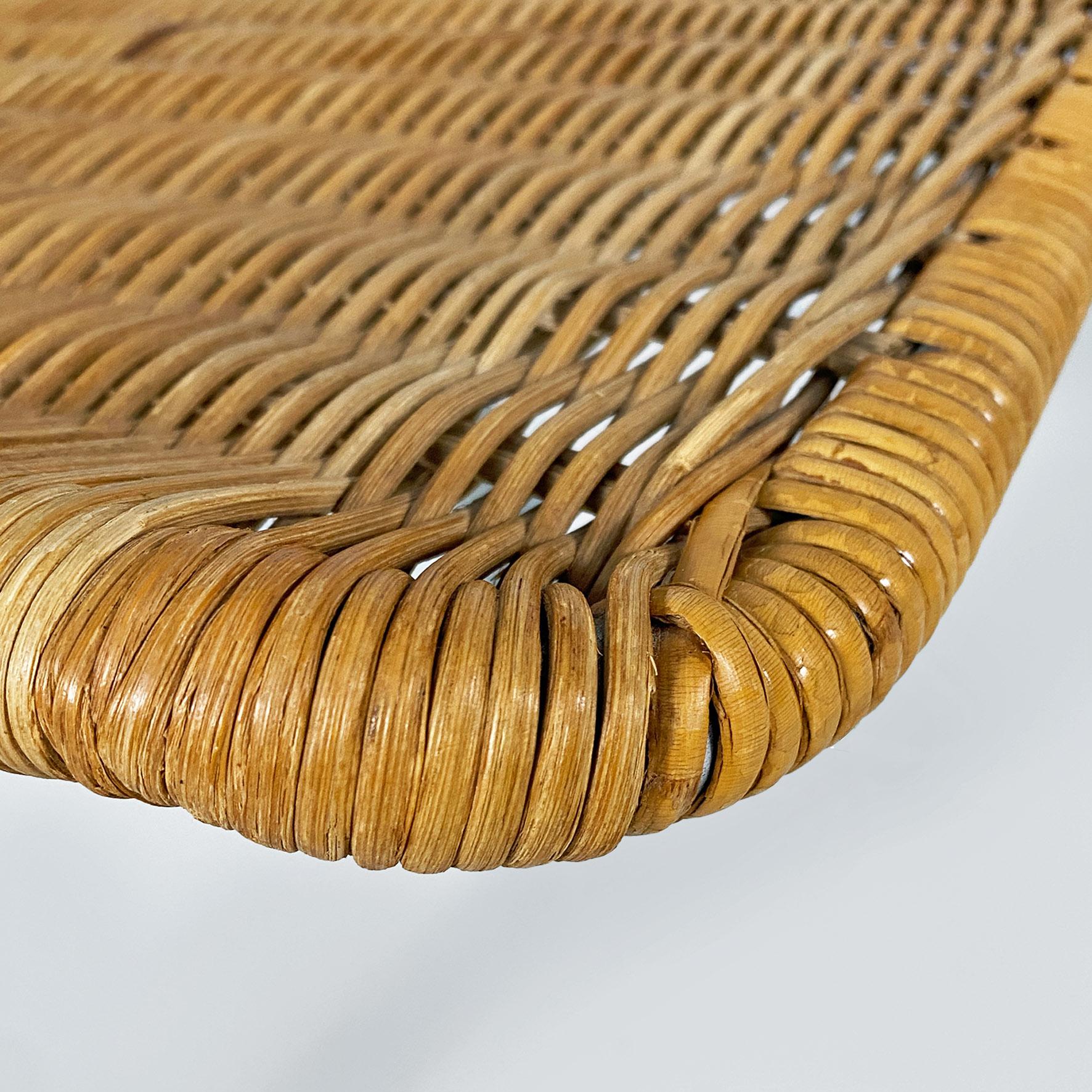Italienische moderne Stühle aus verchromtem Stahl und Rattan, 1970er Jahre im Angebot 5