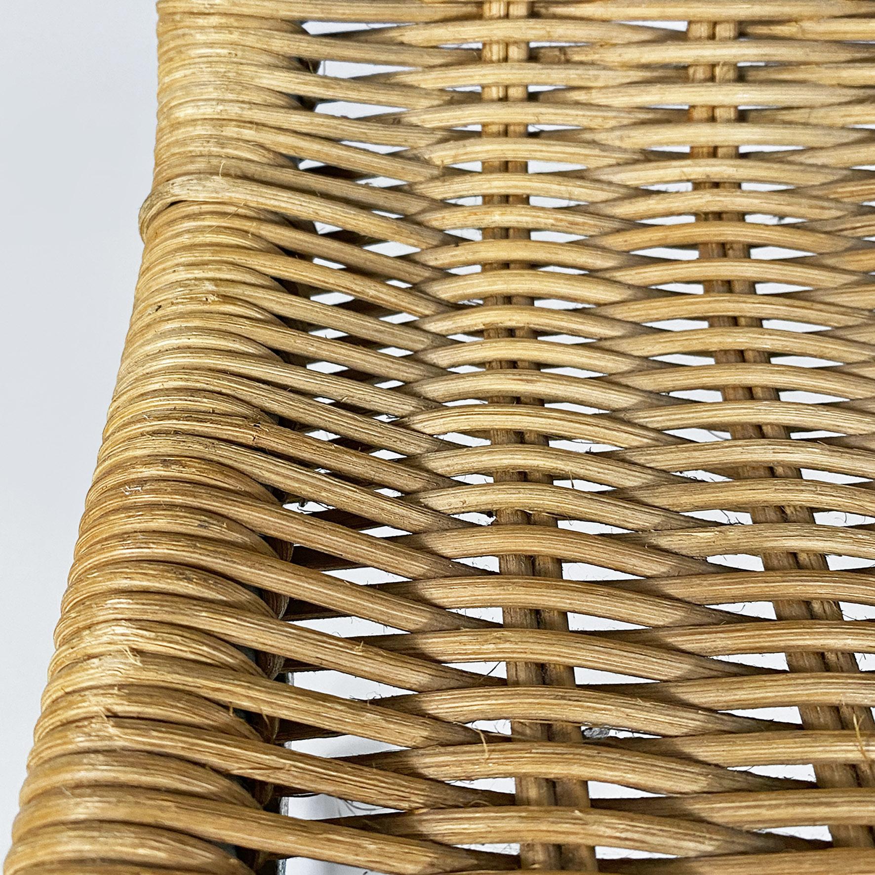 Italienische moderne Stühle aus verchromtem Stahl und Rattan, 1970er Jahre im Angebot 7