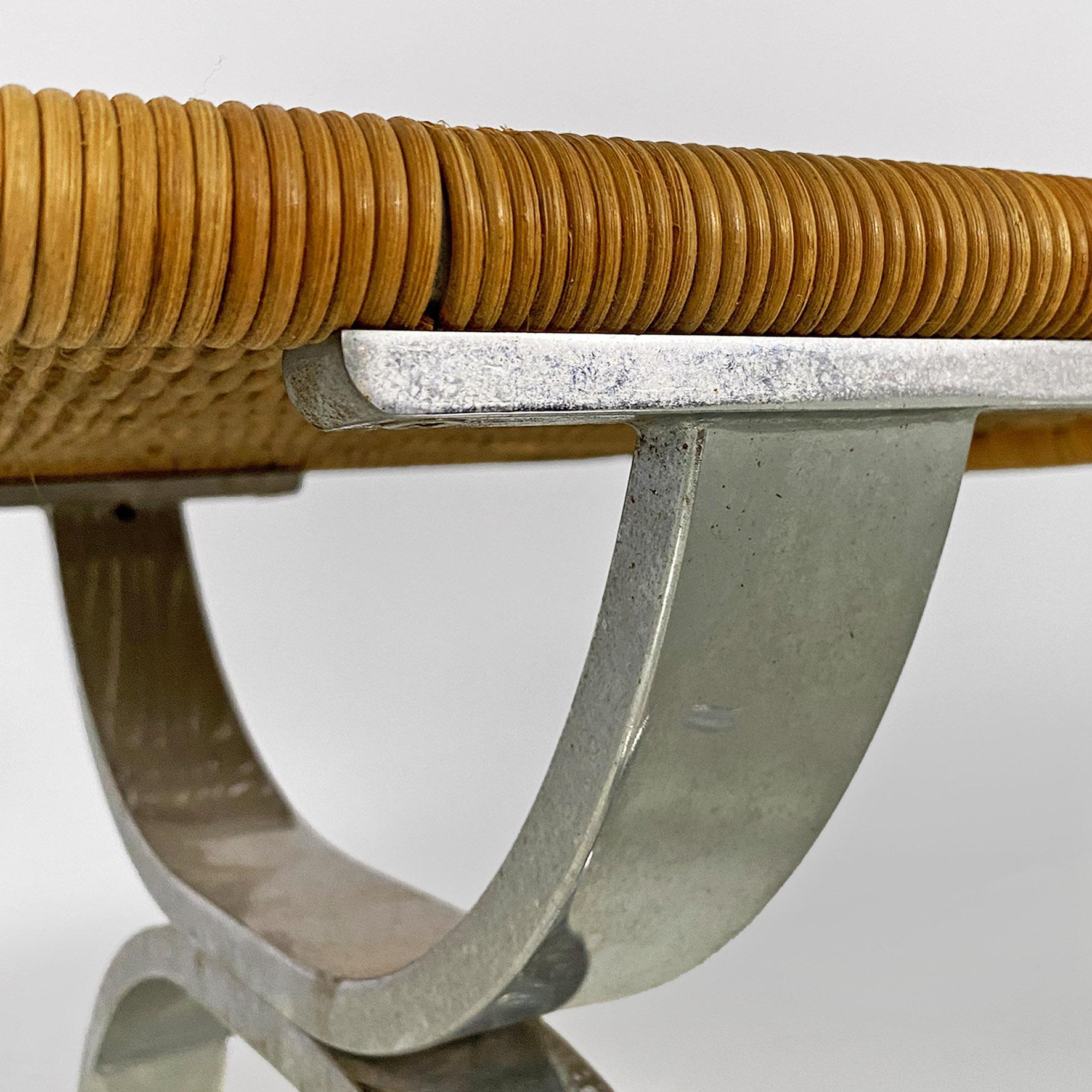 Italienische moderne Stühle aus verchromtem Stahl und Rattan, 1970er Jahre im Angebot 8