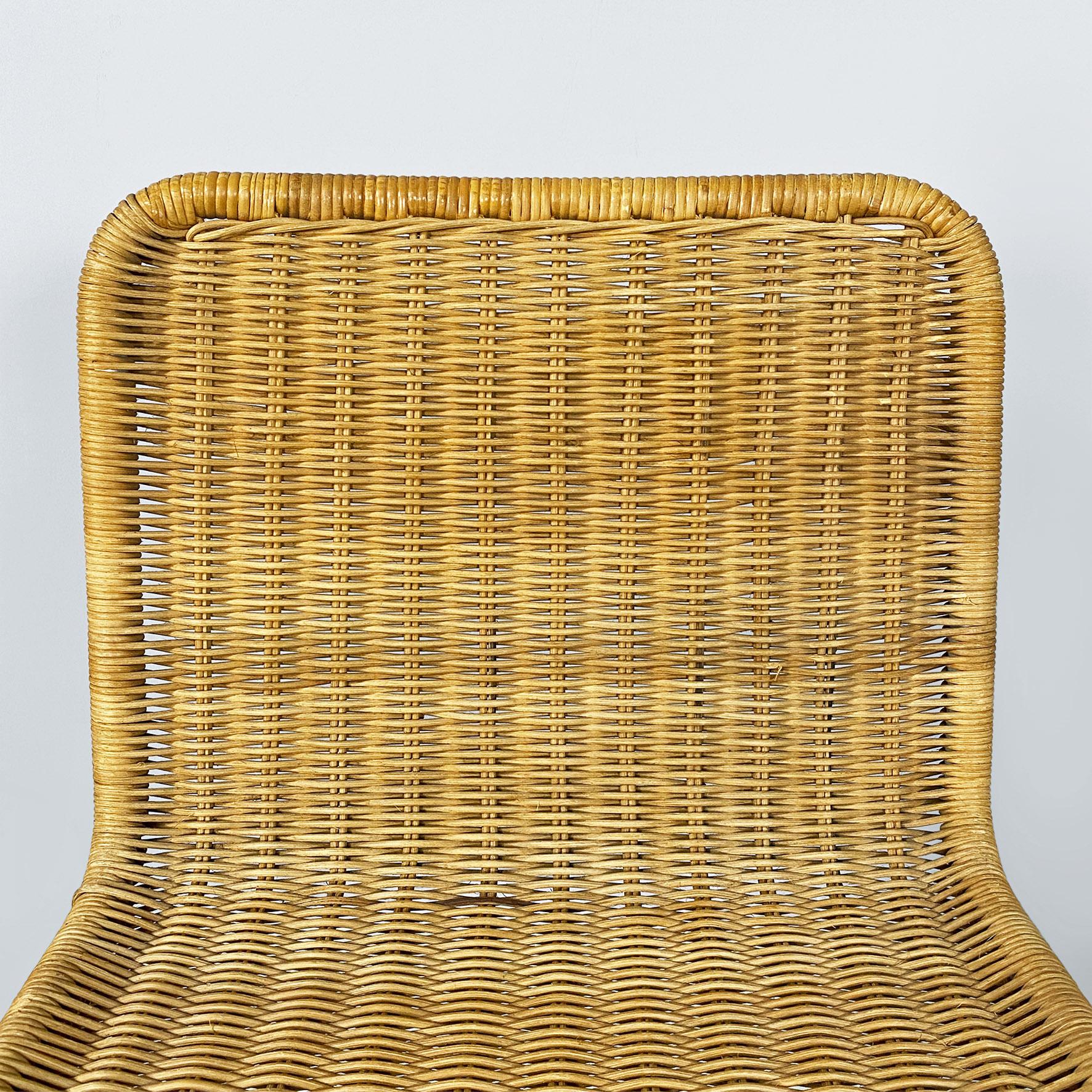 Italienische moderne Stühle aus verchromtem Stahl und Rattan, 1970er Jahre im Angebot 3
