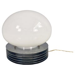 Italian modern chromed steel and white glass table lamp by Tronconi, 1970s Italian modern chromed steel and white glass table lamp by Tronconi, 1970s