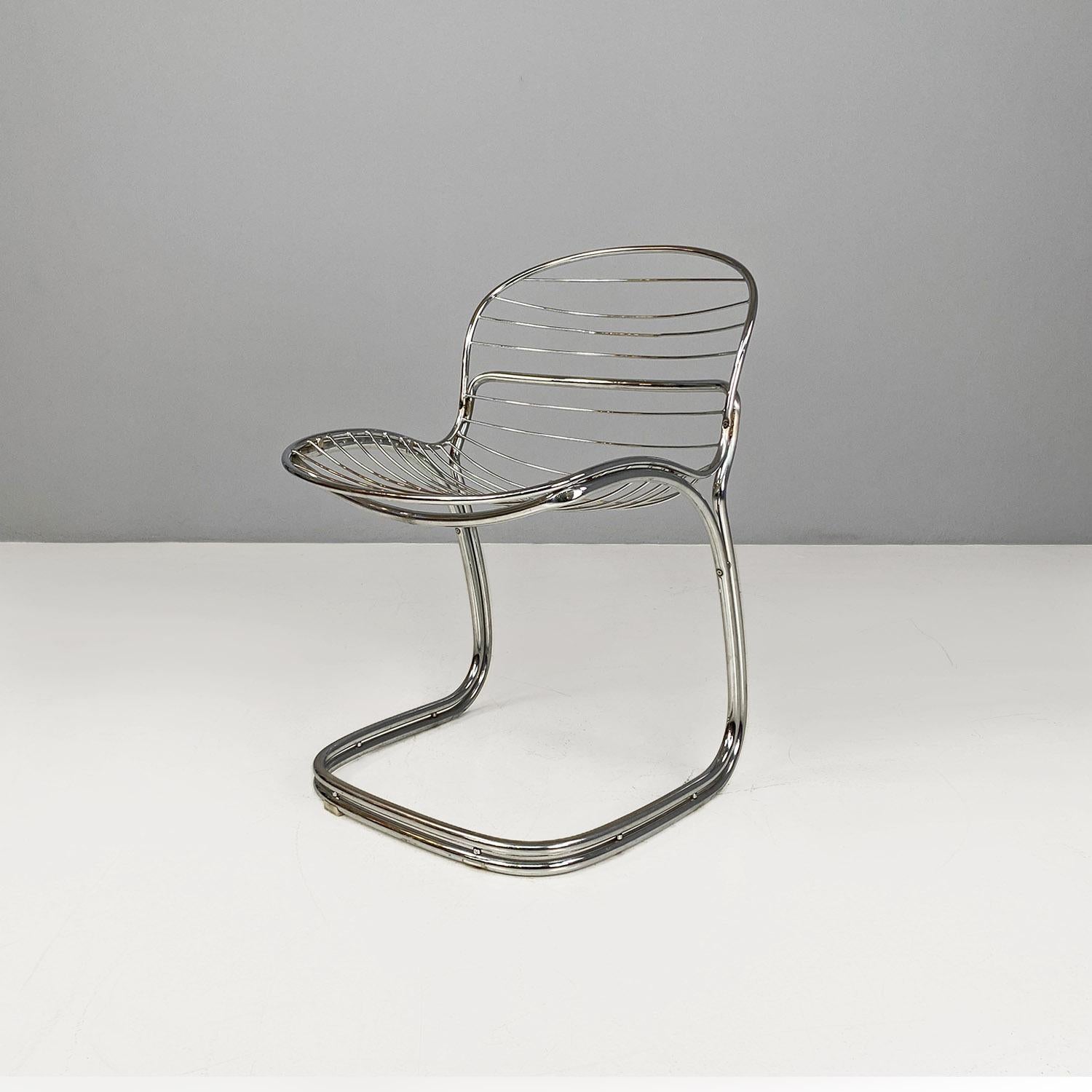 Italian modern chromed steel Sabrina chair by Gastone Rinaldi for Rima, 1970s In Good Condition For Sale In MIlano, IT