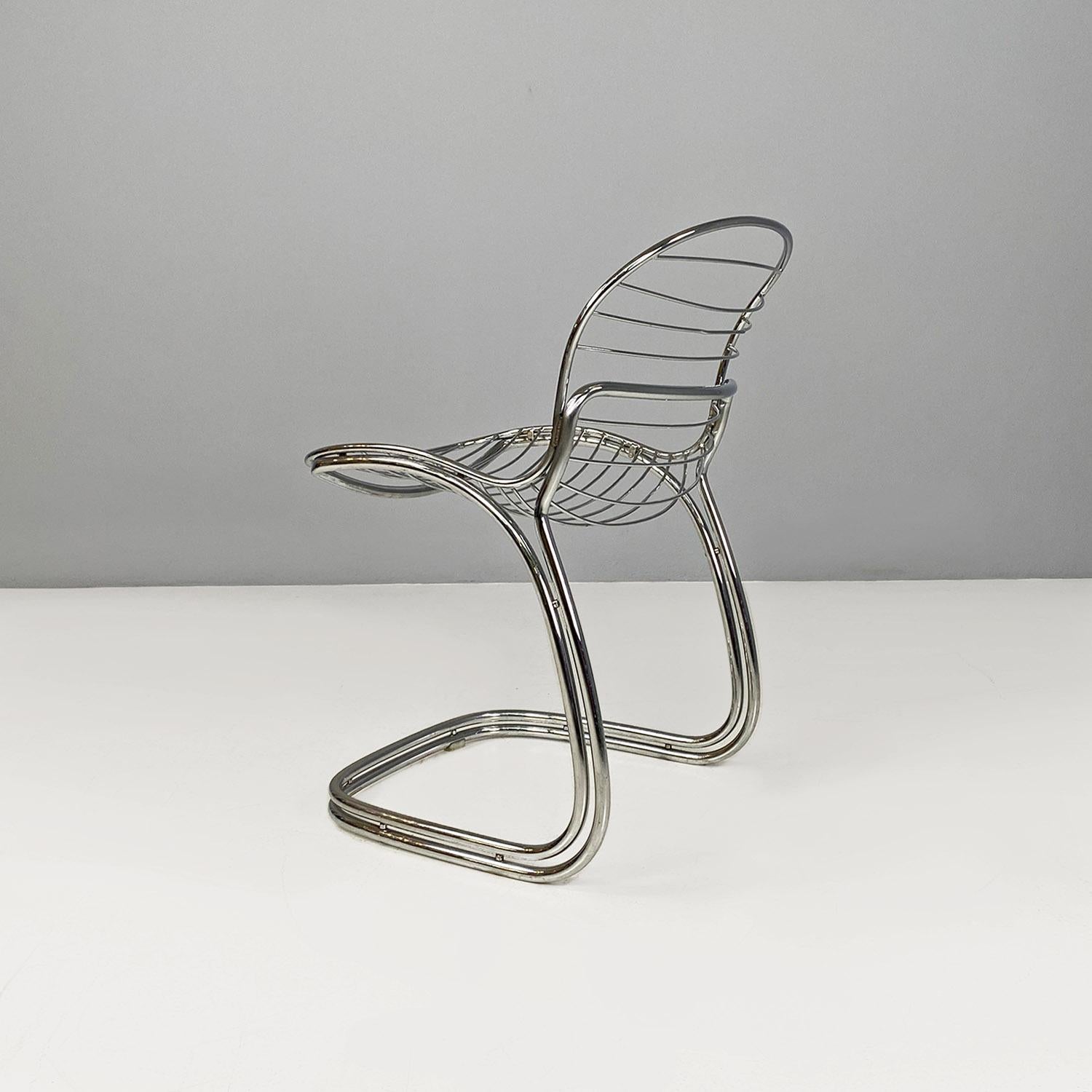 Steel Italian modern chromed steel Sabrina chair by Gastone Rinaldi for Rima, 1970s For Sale